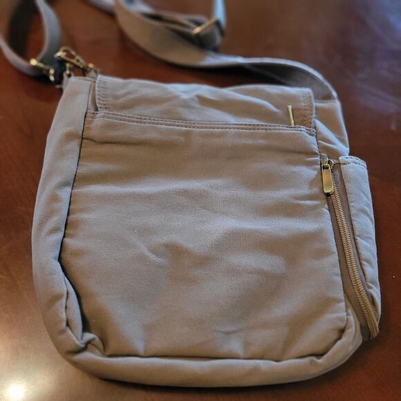 Magellan's Canvas Crossbody Ttavel Messenger Bag Gray Bottle Holder - Picture 3 of 16